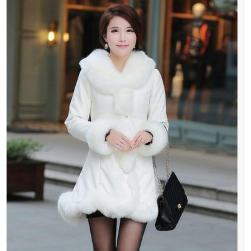 Autumn and winter new leather and fur women's medium and long imitation mink coat pu imitation fur coat large size