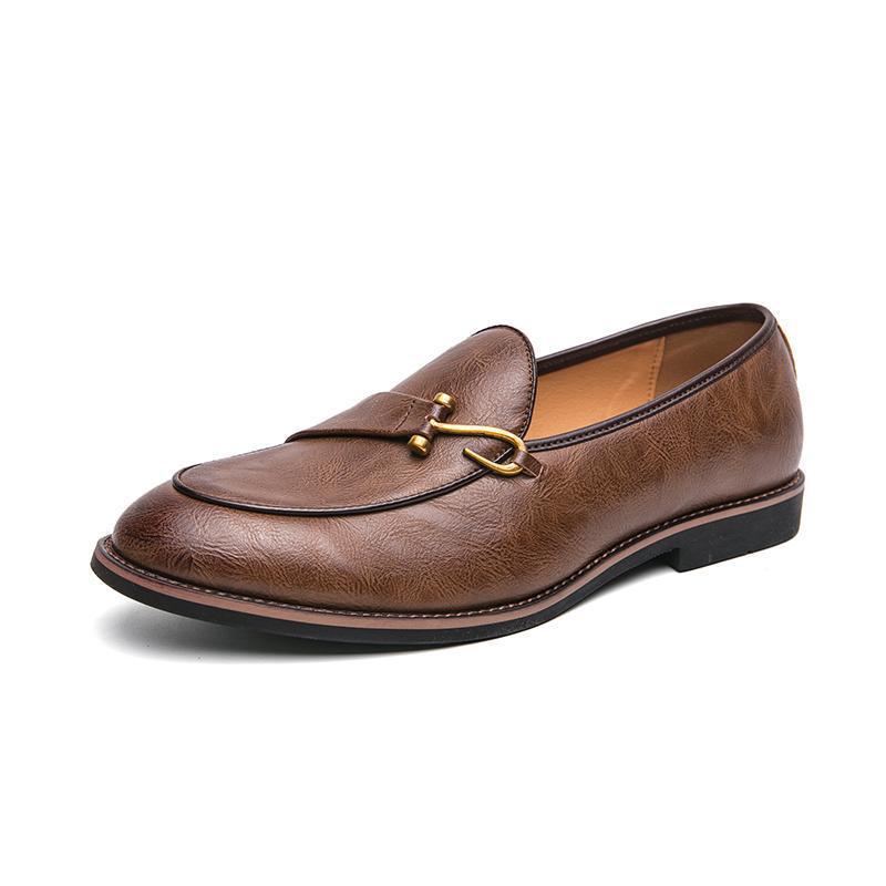 Large size men's loafers spring and autumn dress casual one-pedal leather shoes