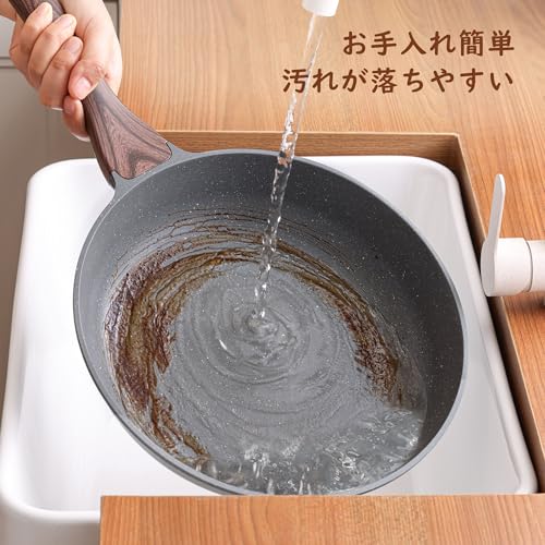 SENSARTE 24cm Frying Pan, Induction & Gas Compatible, Marble Coat, Non-Stick, Non-Toxic, Easy To Clean, Gray, High Heat Efficiency, 1-Year Warranty