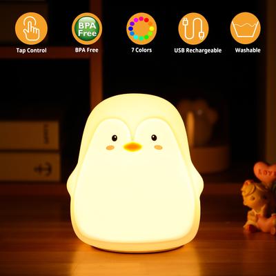 Penguin Baby Night Light For Children 7 Colorful Bedroom Lamp Led Usb Charging Eye Protection Child Lights Gifts