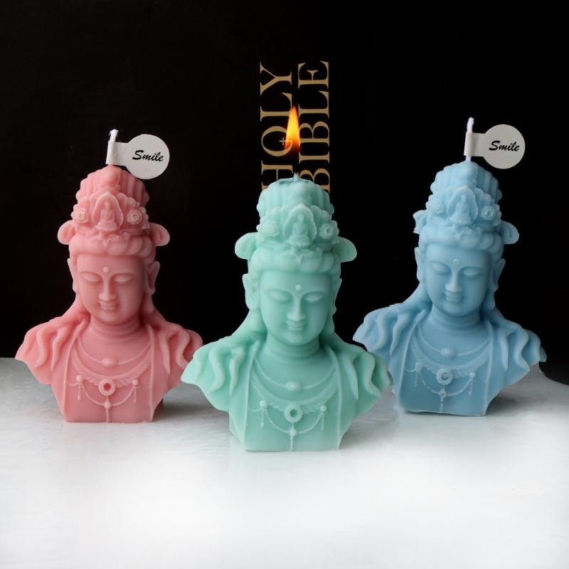 3D Buddhas Silicone Candle Mould for Handmade Soap Gypsum Resin Aromatherapy Candle Mold Desktop Decors for Any Occasion