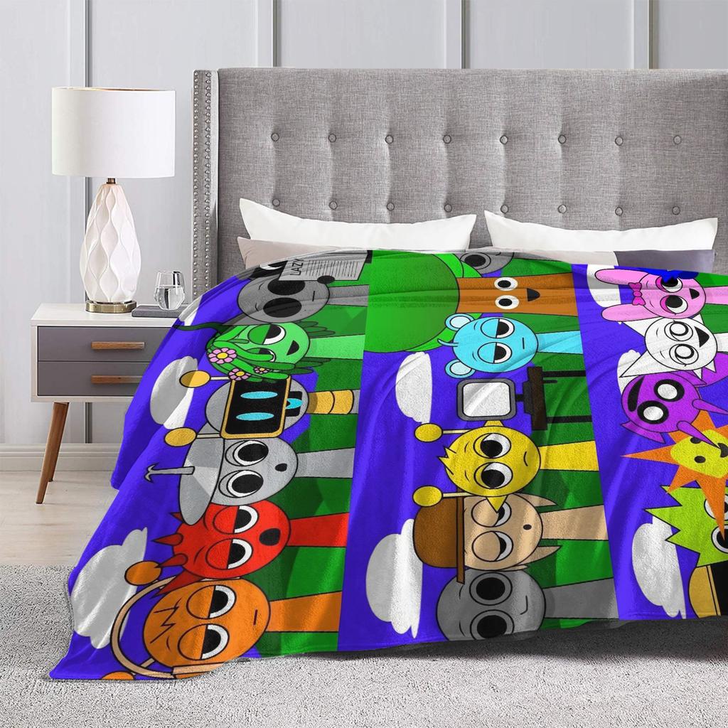 Horror Sprunki Beats Music Game Blanket Flannel Funny Warm Throw Blankets for Home Restaurant Autumn/Winter,