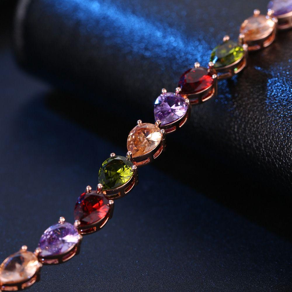 Luxury Rhinestone Bracelet Ornaments Colored Crystal Bracelet Rainbow Zircon Bracelet Lady/Men