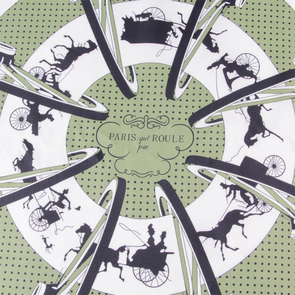 POBING Manual Hand Rolled Twill Silk Scarf Women Carriage Double Print Square Scarves Wraps Echarpes Foulards Femme Hijab 90CM