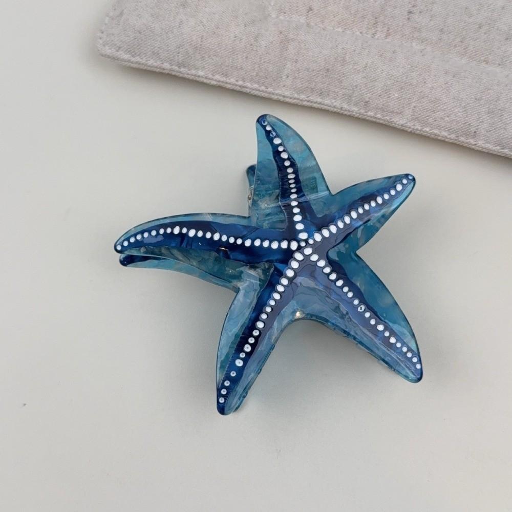 Non-Slip Starfish Hair Claw Clip Ocean Style Hair Barrettes Acetate Shark Clip  For Women