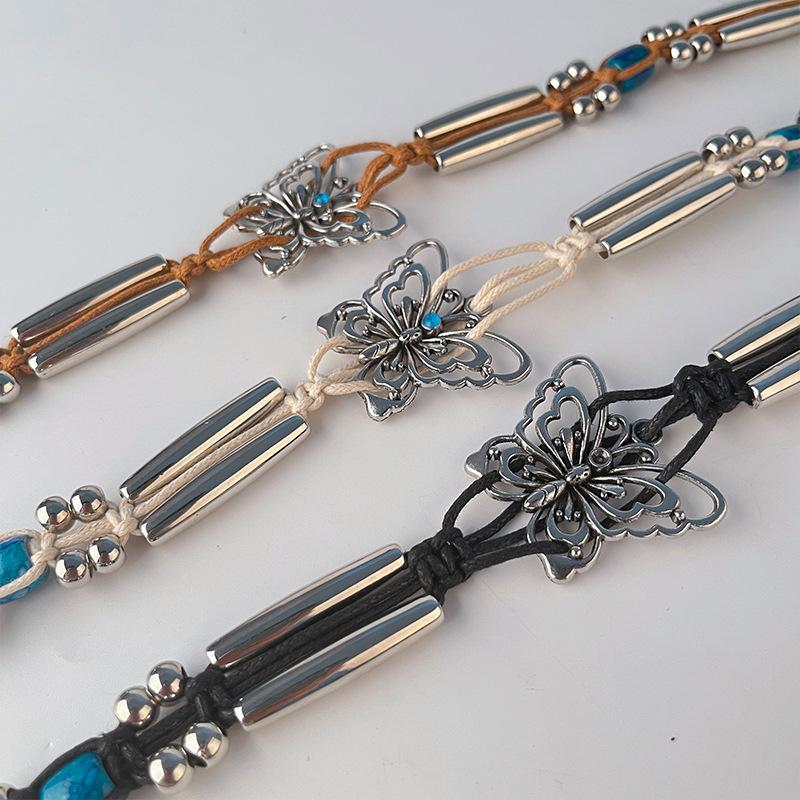 Ethnic Style Waist Decoration Bohemian Women's Belt with Dress Wax Rope Butterfly Women's Belt