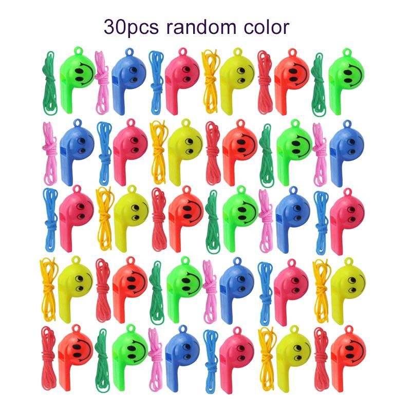 10~30pcs Smiling Face Whistle with Rope Plastic Colorful Party Favors Cute Guests Gifts Creating Festival Atmosphere TMZ
