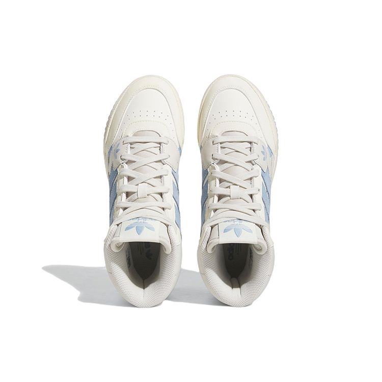 Adidas Originals Drop Step Se Leather Comfortable Trendy Slip Resistant Durable Lightweight High Top Skate Shoes Women Sneakers White Gray Blue FZ5717