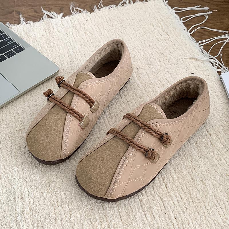Fashion Women's Elegant Simple Loafers Winter Plush Warm Fashionable Cotton Shoes Lightweight Comfortable Casual Walking Woman Shoes