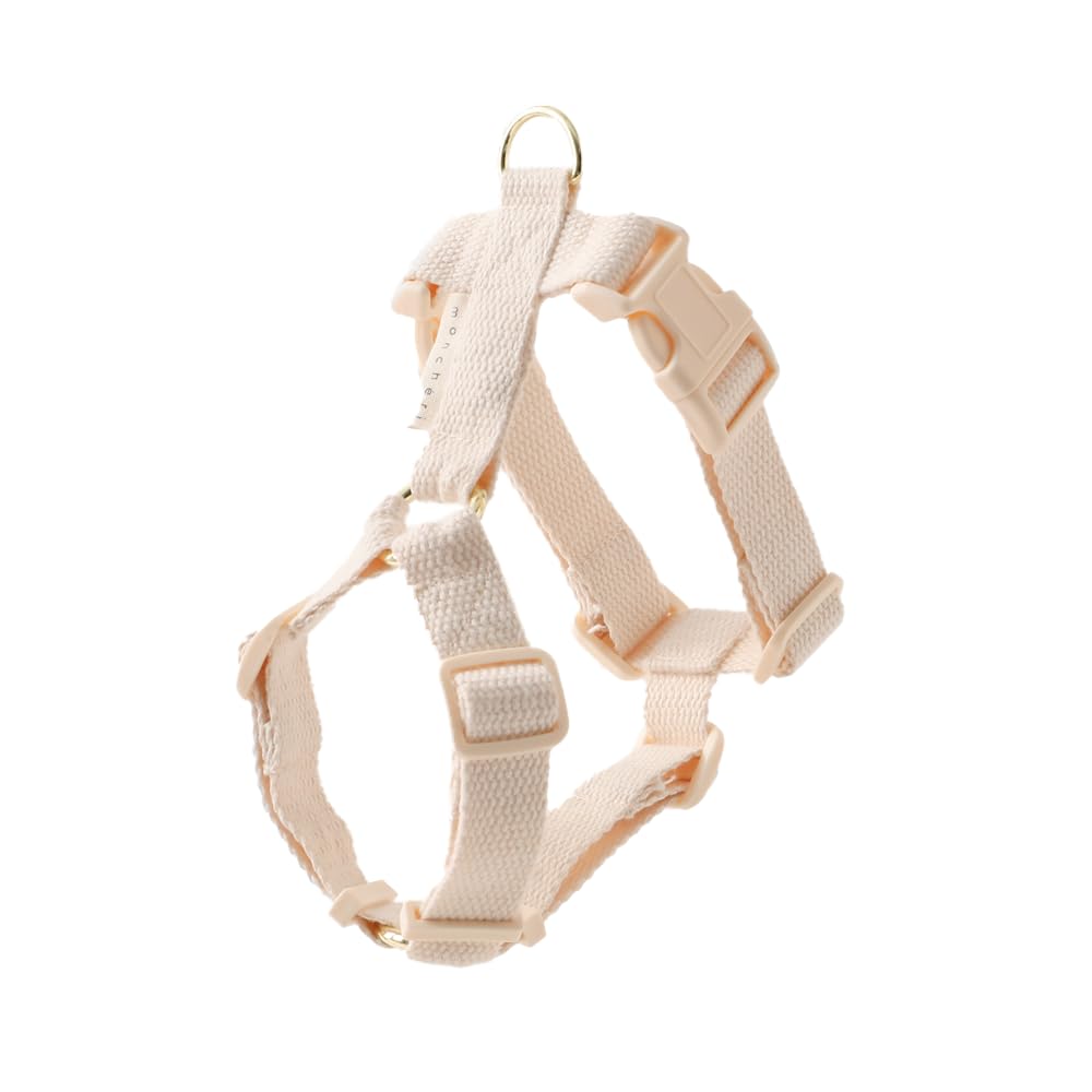 

Dog Harness for Small Dogs Adjustable for Dog Walks and Outings monchéri [Cotton-like Harness] (M/Ivory) - Size, One-Touch Closure,