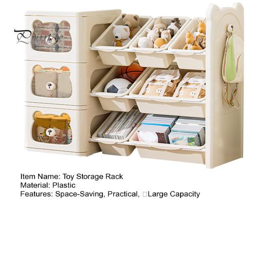 Multi-Box Shelf Toy Storage Organizer Boxes with Nursery Baby Room Solution Bins And Bookshelf Hook for Kids Bedroom Playroom Snack