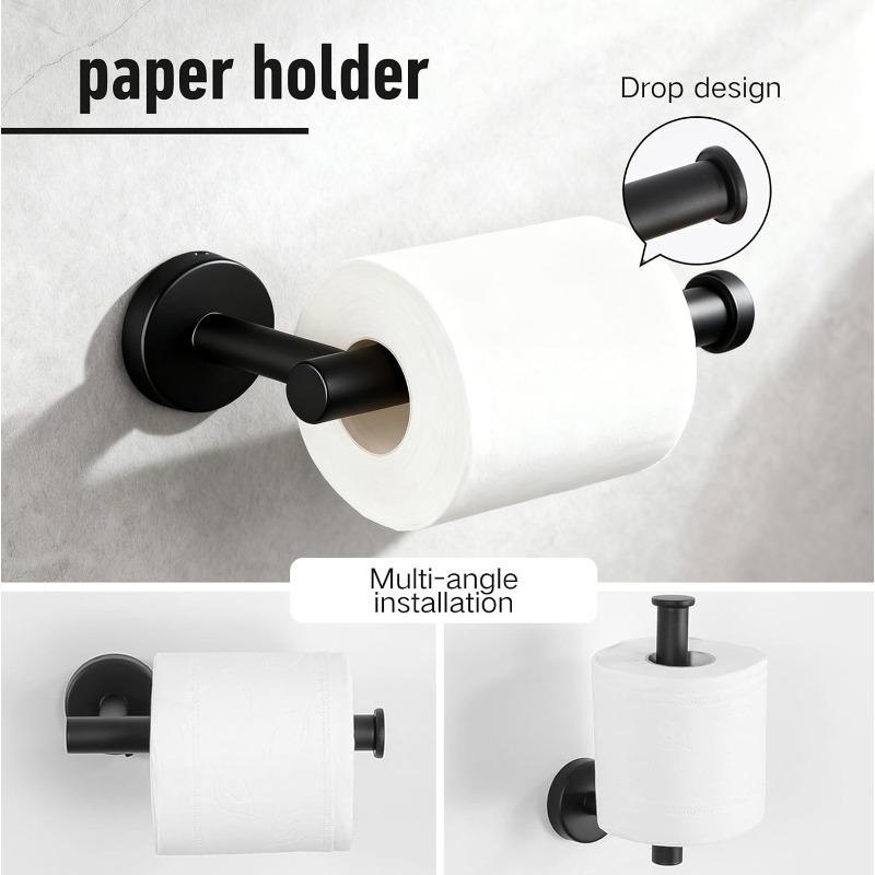 Black Stainless Steel Bathroom Towel Rack Wall Mounted Shelf Set Bath Towel Holder Hardware Accessory Kit for Shower Room