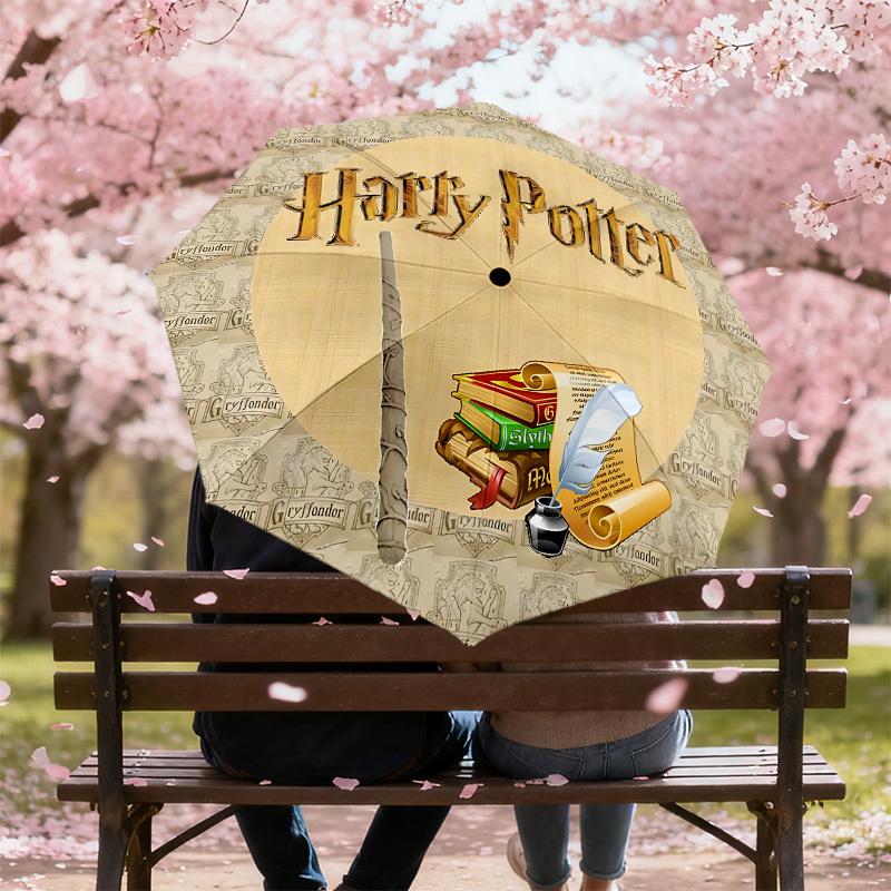 1 ks Mulan Harry Potter Deštník - 8 žeber vyztužený, automatické otevírání, lehký a odolný, roztomilý módní doplněk pro venkovní použití, D2693