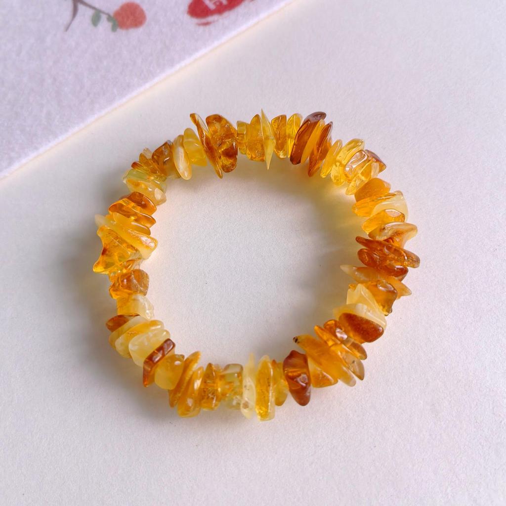 Genuine Baltic Sea Honey Amber Bracelet - Raw Amber in Irregular Shapes