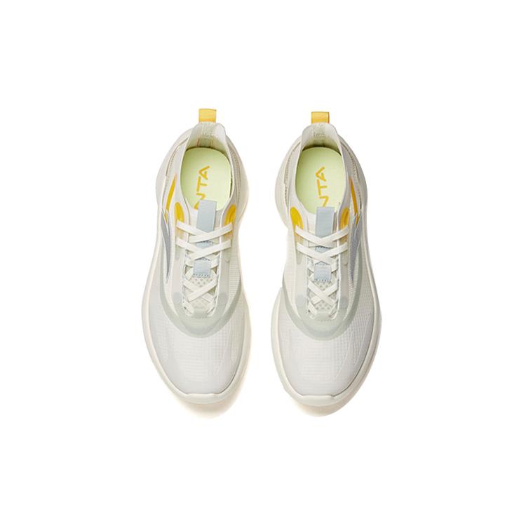 New Anta Leaf 1.0 Low Top Running Shoes Women's White Yellow Silver 922125520-1