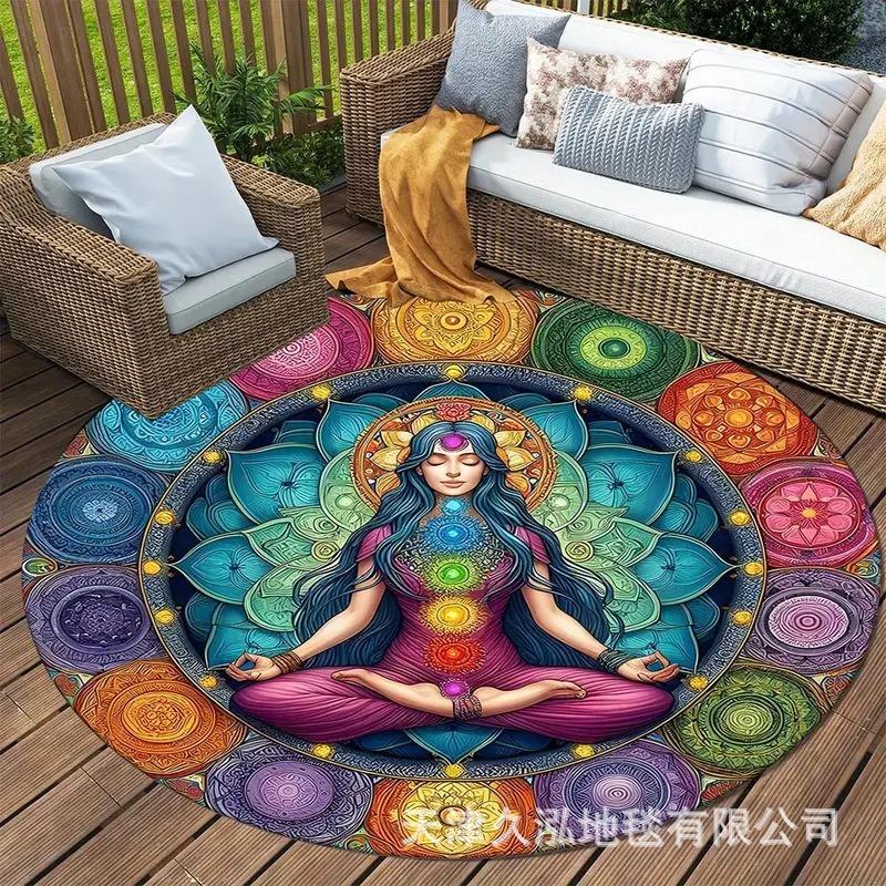 Circular Carpet Living Room Carpet Dirt Resistant Coffee Table Mat Anti Slip Hanging Basket Chair Mat