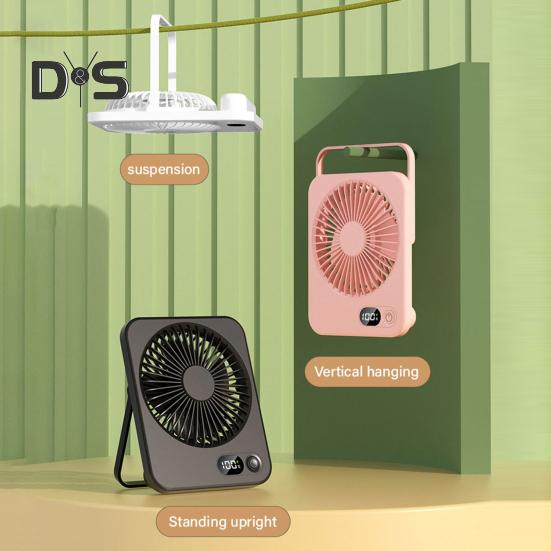 Portable Desk Fan Rechargeable 1200mAh Battery Operated Standing Fan with Digital Display Ultra-Quiet Foldable Desktop Fan 5 Speeds Adjustable