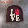 Paw Letter Dog Pattern Neutral Casual Warm Knitted Hat For Fall And Winter