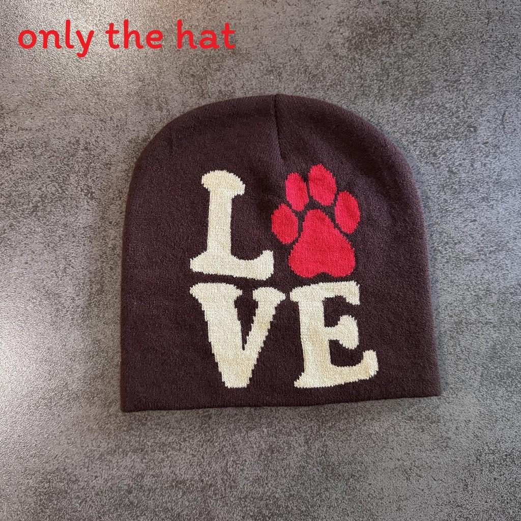 Paw Letter Dog Pattern Neutral Casual Warm Knitted Hat For Fall And Winter