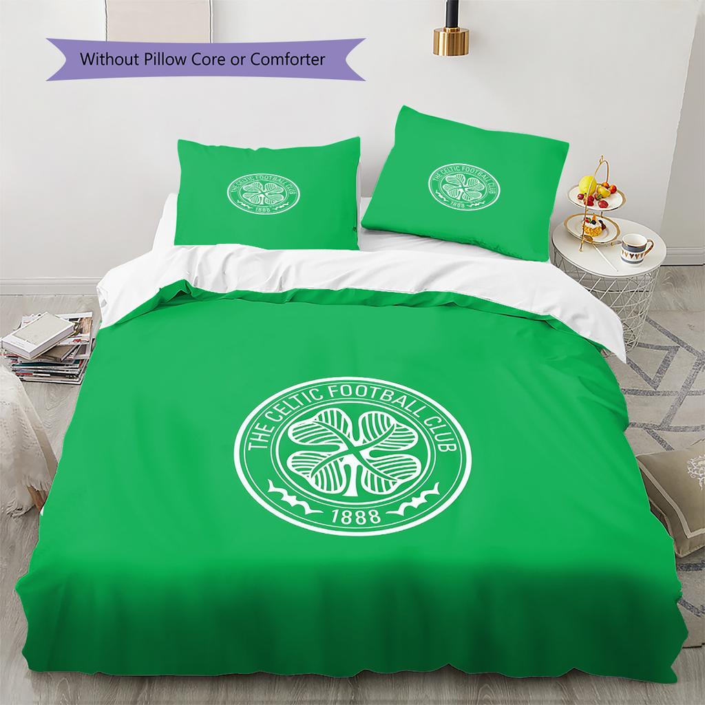 Celtic F.C Minta Ágynemű Paplan Szett Lakásdekoráció Ajándék (1 * paplanhuzat + 2 * párnahuzat mag nélkül)