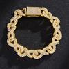 European & American Hip Hop Infinity Cuban Chain Necklace & Bracelet: Trendy Unisex Design with Full Diamond Accents.