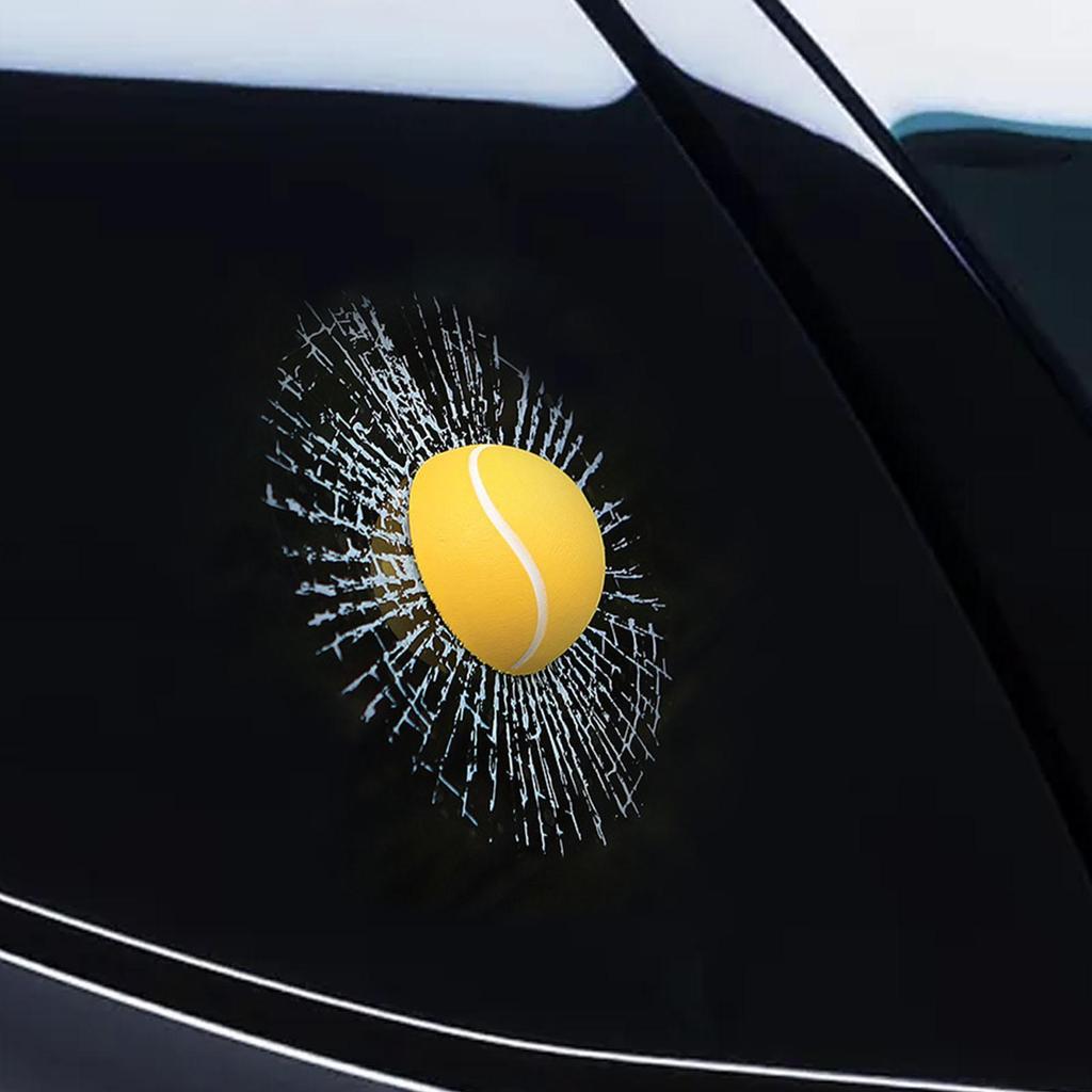 Realistic 3D Ball Hit Car Window Decal Durable PP Glass Sticker Creative Sunproof Waterproof Decor for Car Accessories