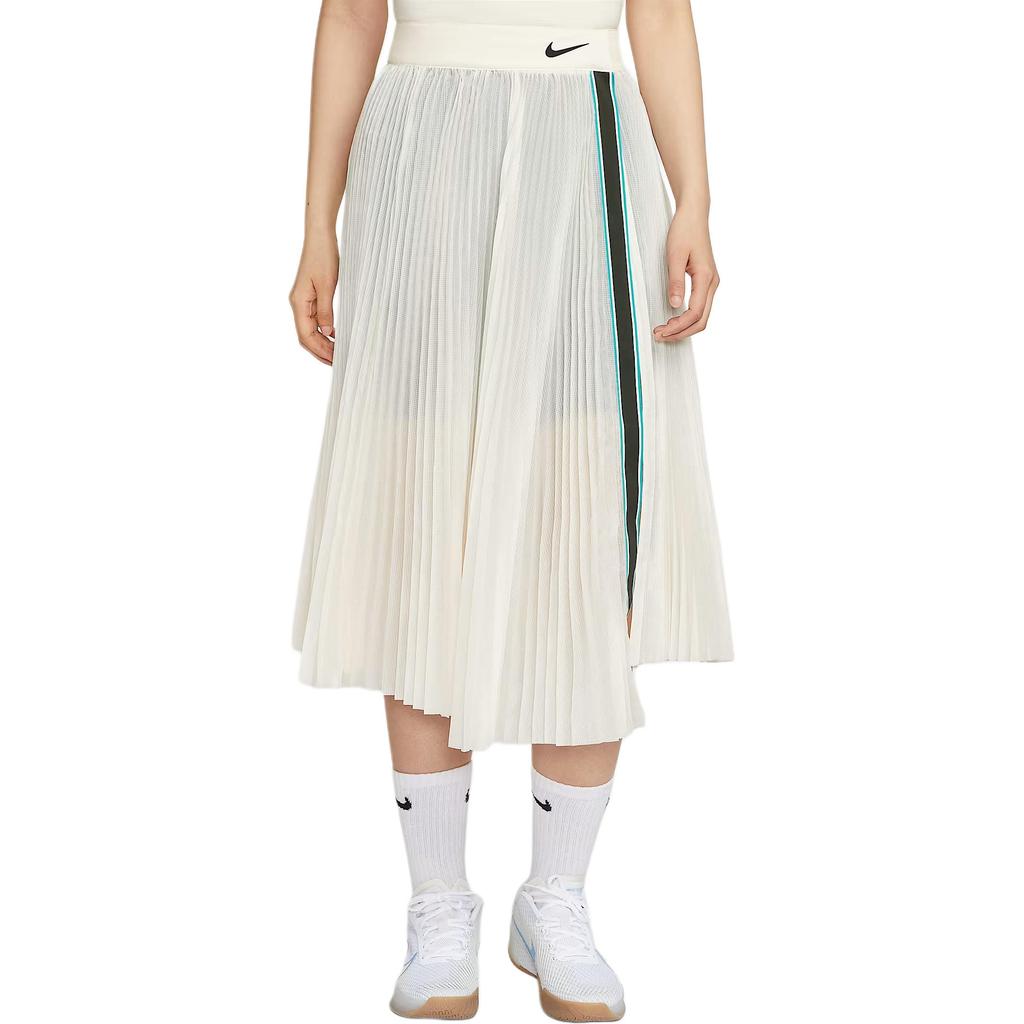 Nike Court Slam Fashion Versatile Comfortable Soft Casual Long Skirt Women Skirts Light-Ivory Black HF6443-110