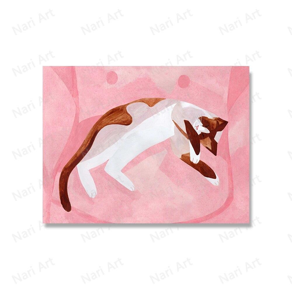 Funny Cats Posters Don't Wake French Cat Canvas Painting Cartoon Animals Wall Art Print Pictures for Living Room Home Decoration No Frame