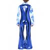 Boys Disco Costume Patchwork Printed Design Shiny Metallic Lapel Collar Long Flare Sleeve Bell Bottomed Pants Jumpsuit