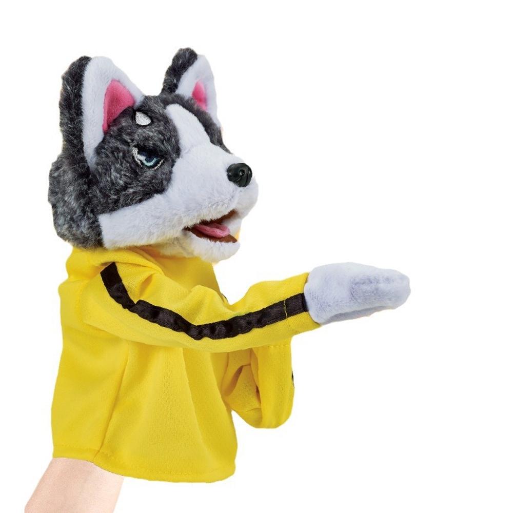 

Мягкая звуковая игрушка для собачьего бокса, интерактивная ручная кукла, перчатка для выступлений, кукла на палец, хаски, милый подарок серый