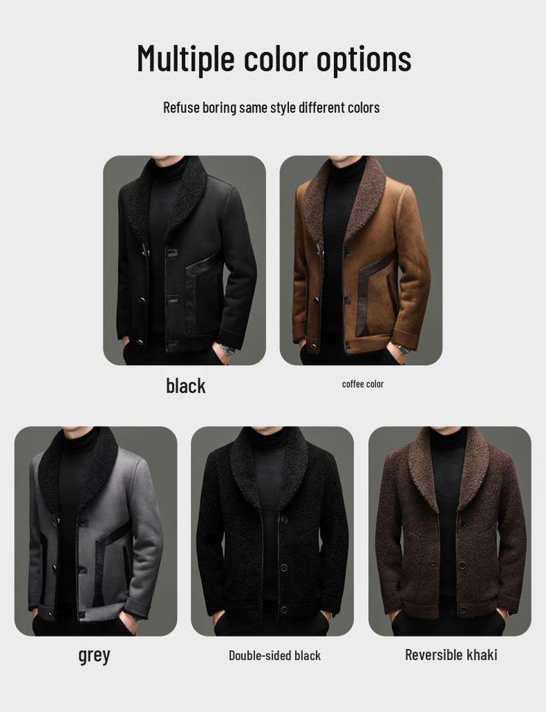 Men's Double-sided Sherpa Fleece Jacket 2025 - Winter Casual Mid-aged & Young Style, Thick and Warm Outerwear