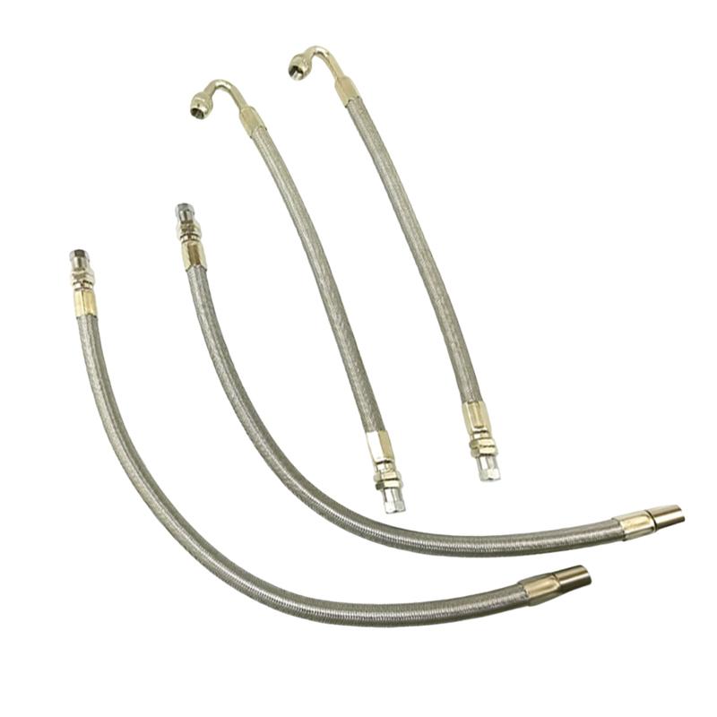 4pc/set Car Truck Bus Dual Tire Air Nozzle Inflation Extension Stainless Steel Braided Hose Metal Extension Tube For Tire Valves