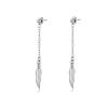 2pcs/set Black Or Silvery Unisex Punk Stainless Steel Cross Cone Feather Chain Pendant Hoop Earrings Ear Stud Jewelry Set