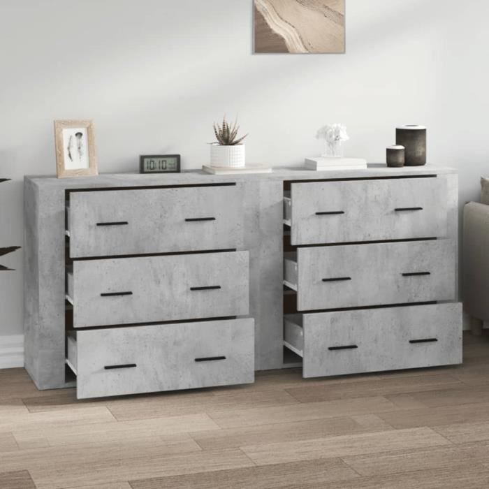 VidaXL Buffets 2 Pcs Concrete Grey Engineered Wood 3185411