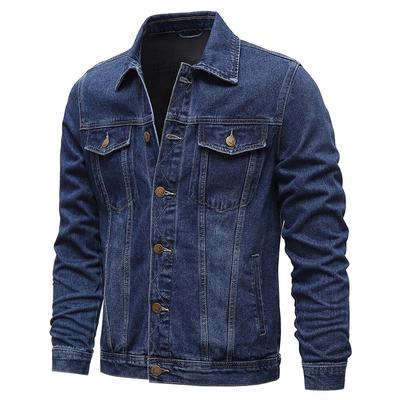 Men Spring Classic Cotton Denim Trucker Jacket Coat Men Autumn Outwear Solid Color Ripped Unlined Jeans Jackets Men XL