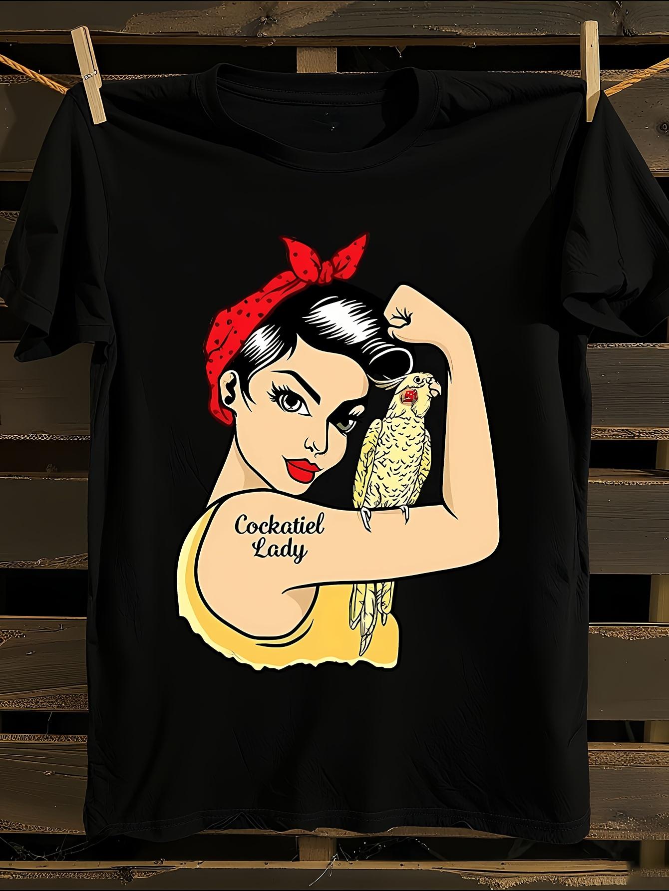 WoCockatiel Lady Strong Bird Parrot Graphic Tshirt M