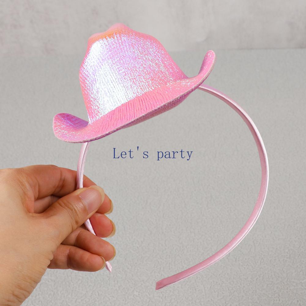 1Pcs Pink Cowgirl Hat Tiara Headband Cowboy Caps for Western Cowgirl Theme Birthday Wedding Bachelorette Hen Party Decoration
