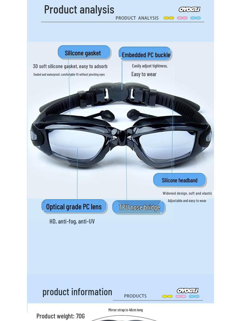 High-Definition Waterproof Anti-Fog Adult Swimming and Diving Goggles