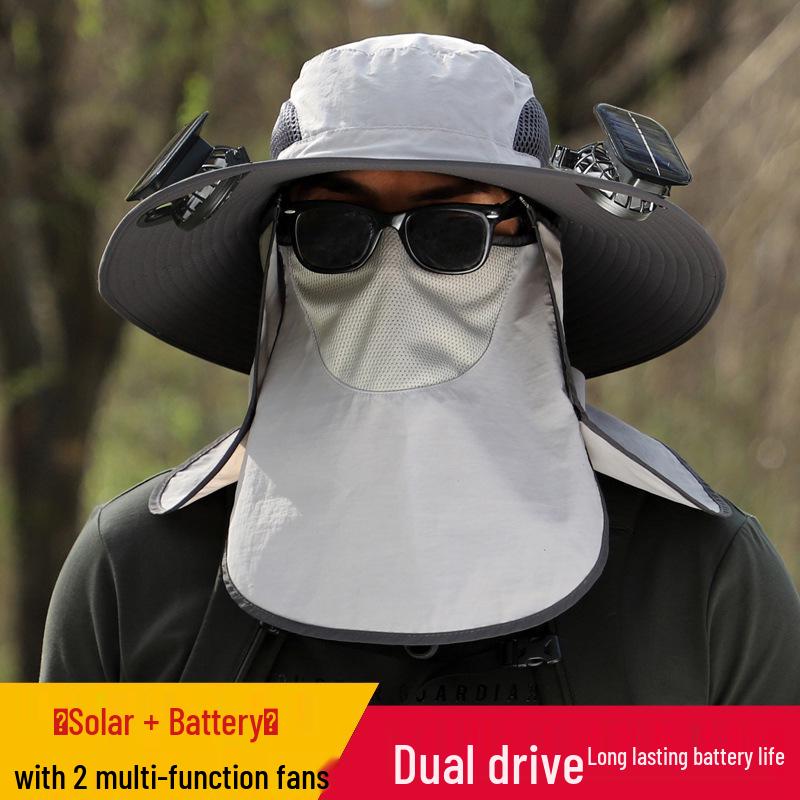 Men's Solar-Powered Cooling Hat with Detachable Fan for Outdoor Work