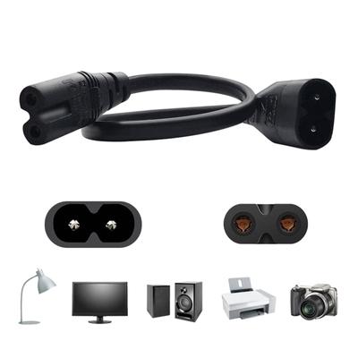 2-Prong C7 To IEC320-C8 Connector Adapter Cord Male Plug To Female Socket Converter Wire Portable Power Supply Line