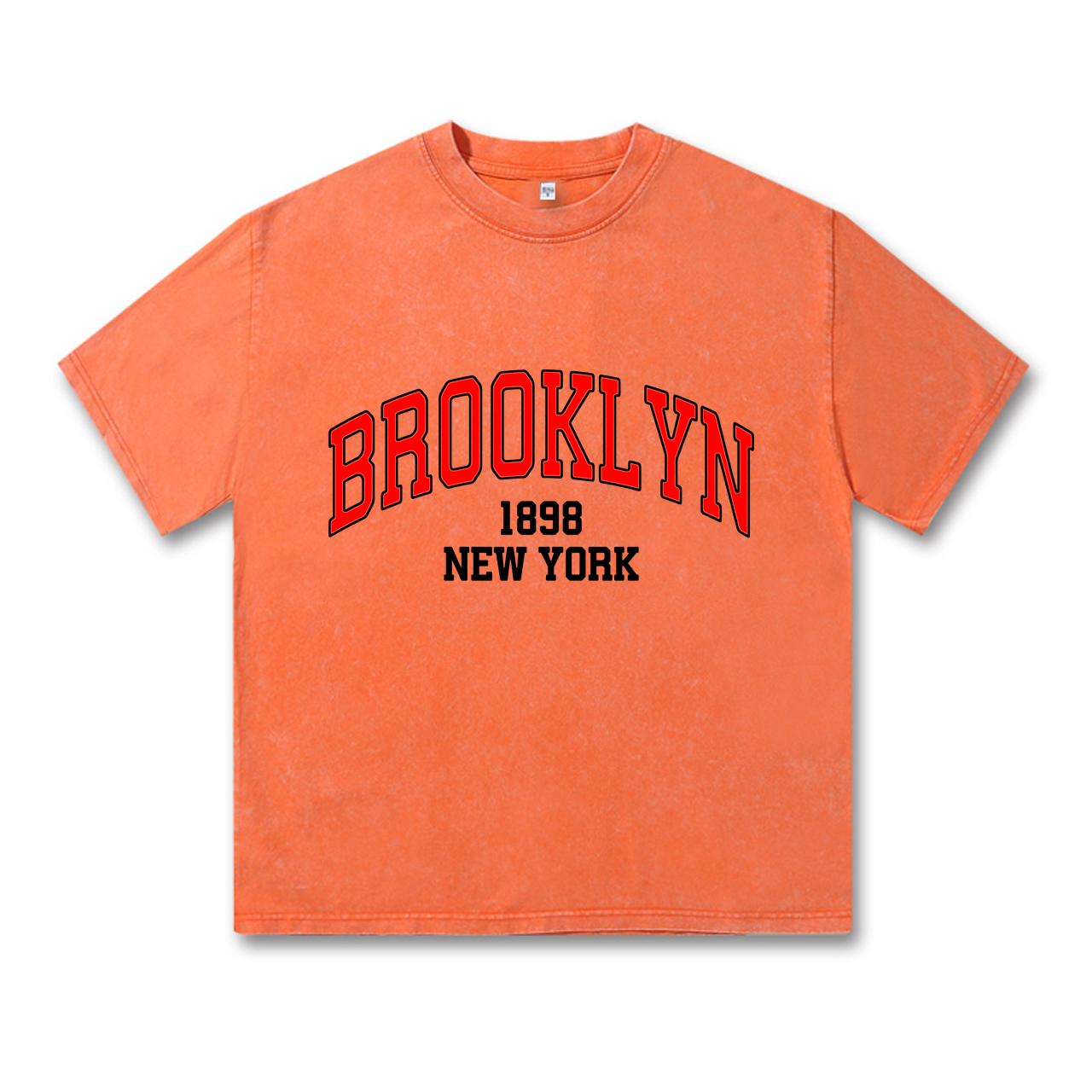 

Женская футболка в стиле ретро, винтажная, с эффектом потертости, Brooklyn 1898, флис, Harajuku, свободный свитер, милая парная футболка для подарка на День святого Валентина S