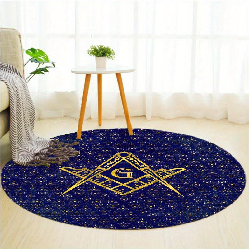 Freemasons Round Rug Nonslip Area Rug Office Chair Mat Carpet Perfect For Bedroom Living Room Office Easy Clean Aesthetic Home Decor