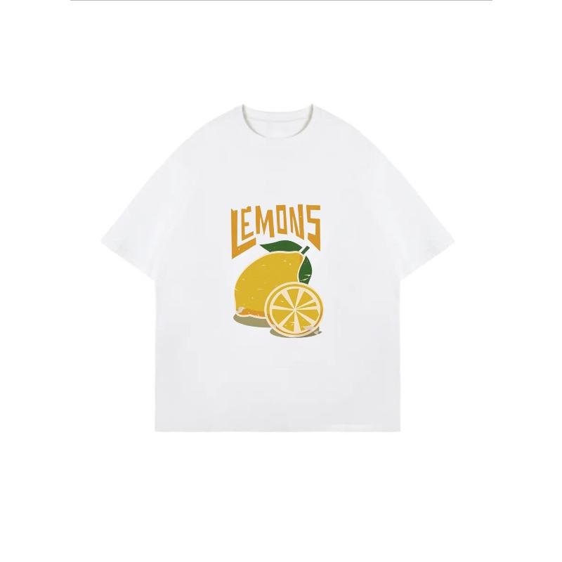 Vintage Oversized T-Shirt with Yellow Lemon Print – "LEMONS" Fresh Vibrant Fruit-Themed Top