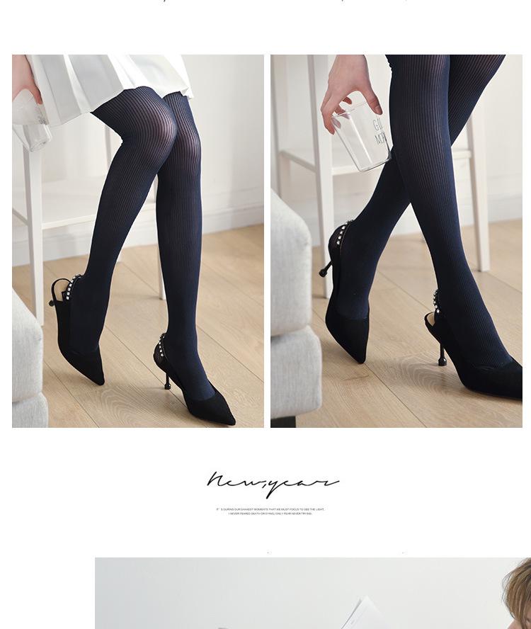 2025 Retro French Velvet Striped Women’s Pantyhose