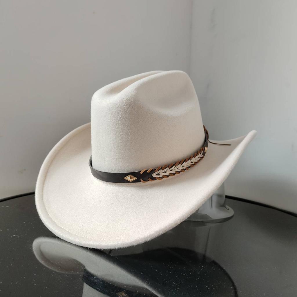 New White Western Cowboy Hat For Men And Women Jazz Cowboy Hat Color Belt Accessories Panama Sombrero Hombre Hat