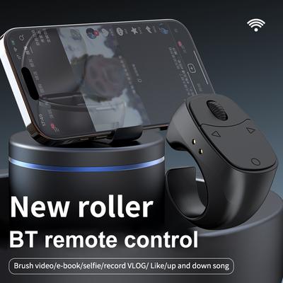 Fingertip Remote Control Bluetooth Scrolling Ring with Phone Stand Wireless Camera Shutter Selfie Button Digital Page Turner