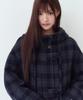 THE GREEN LAB Check Hooded Duffle Long Coat [Navy Check]