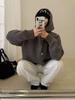 Korean Retro Color Block Stripe Zipper Hooded Knit Cardigan for Women - Autumn/Winter Loose Fit Sweater Jacket