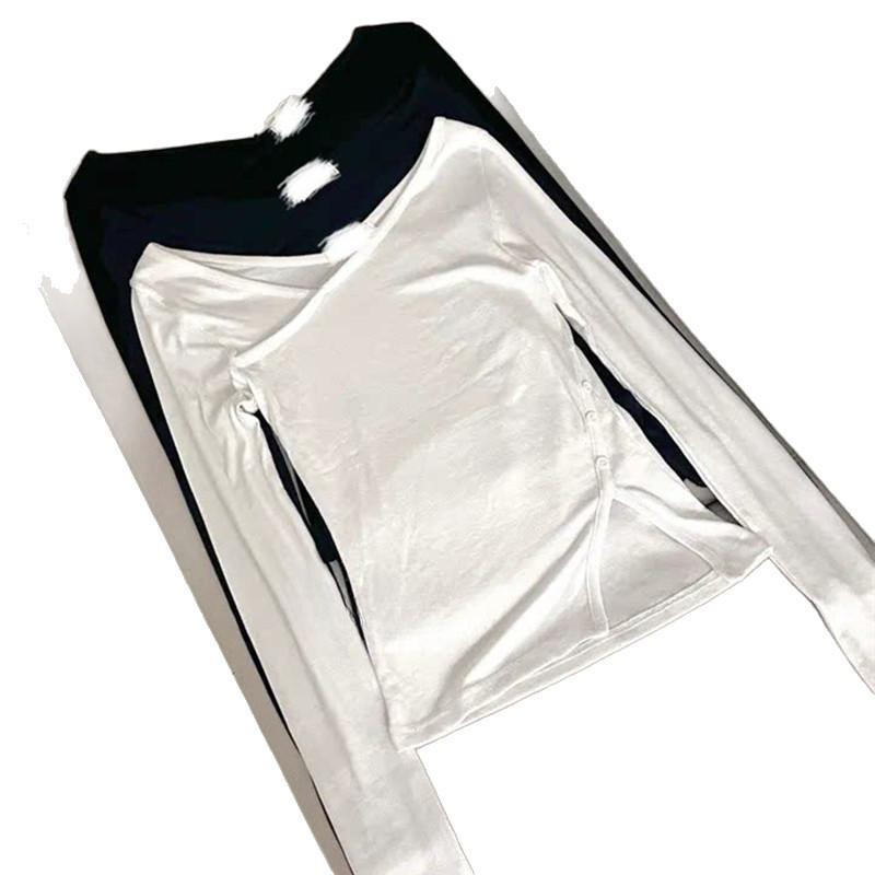 Korean Dongdaemun Slim V-Neck Long Sleeve T-Shirt - Versatile & Elegant Design