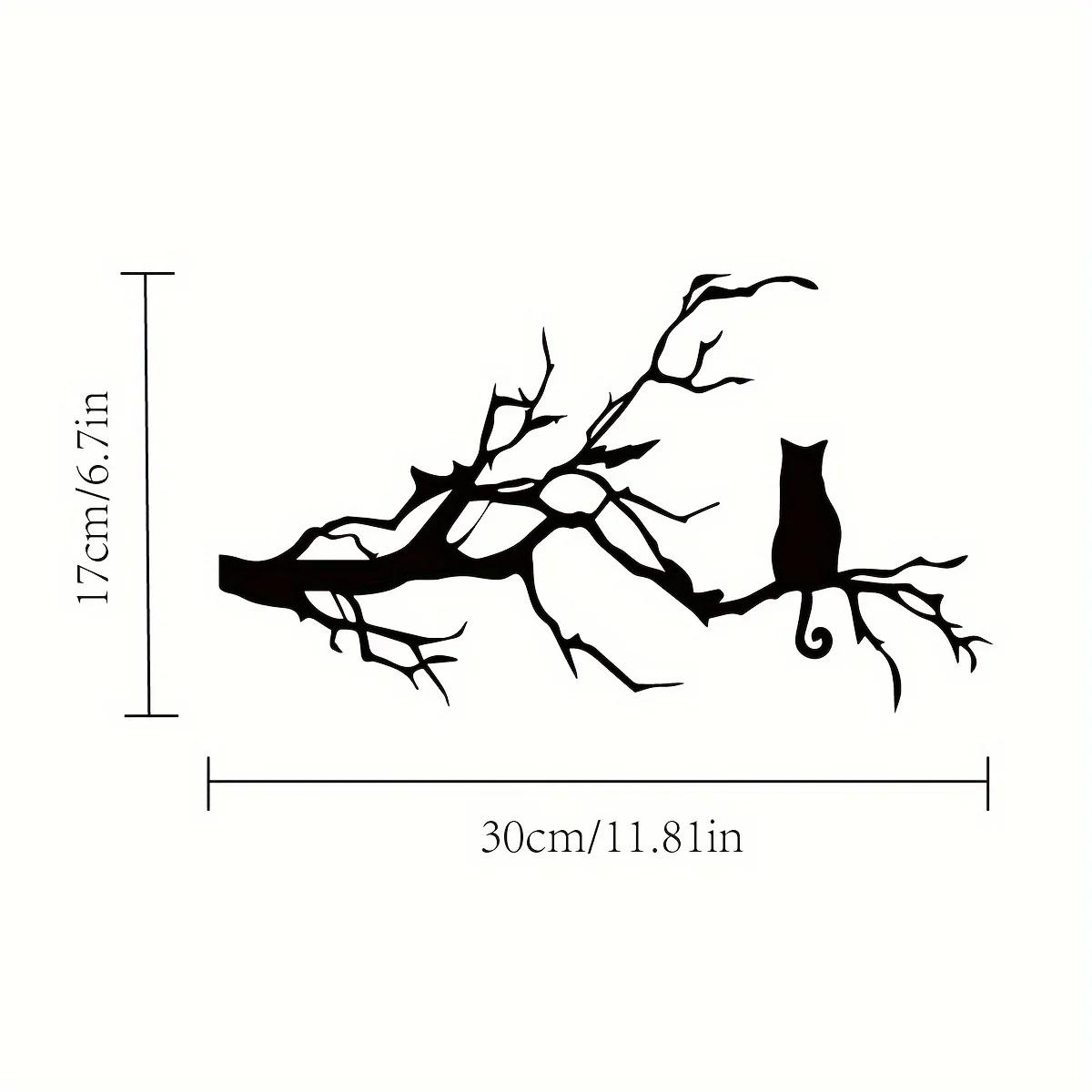 

Настенное искусство в виде кошки из металла - очаровательный декор в виде кошки из ветки для спальни и интерьера, стильное настенное украшение в виде кошки из металла, идеальная идея для подарка светло-серый